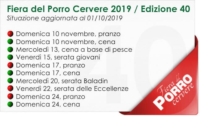 Prenotazioni Fiera del Porro Cervere 2019: la situazione aggiornata