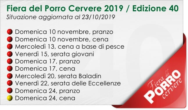 Fiera del Porro Cervere 2019: posti disponibili al 23 ottobre