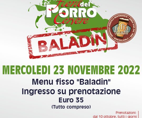 Serata Baladin: mercoledì 25 Novembre