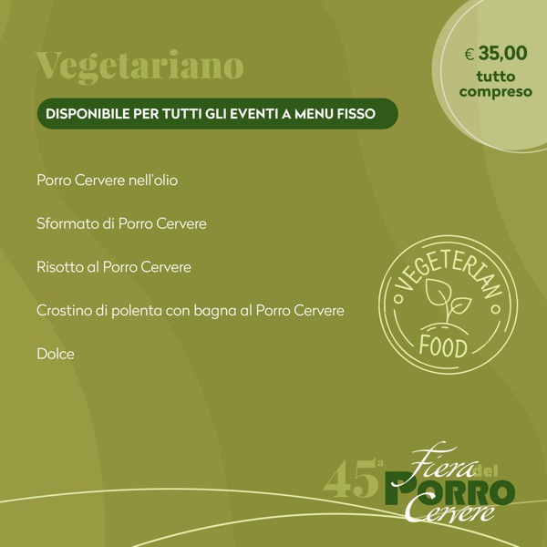 Fiera del Porro Cervere 2024 - Menu vegetariano